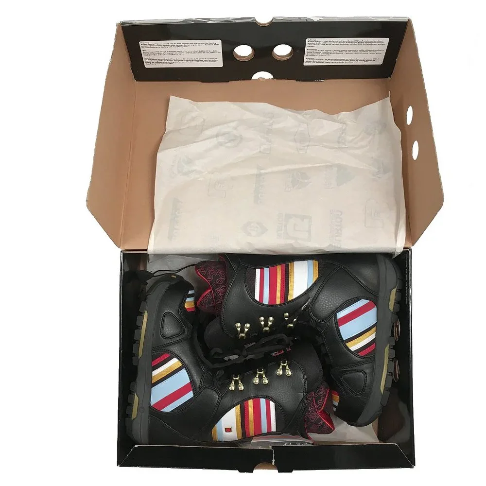 NEW $300 Burton Sabbath Snowboard Boots! Size 6 or 7 Black With Colorful Stripes